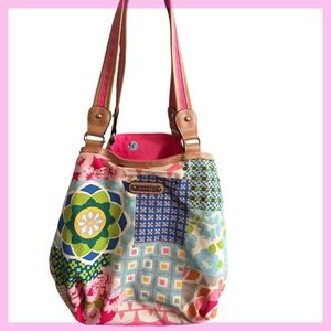 Rosetti Patchwork Floral Canvas Shoulder Bag Purse‎ Colorful